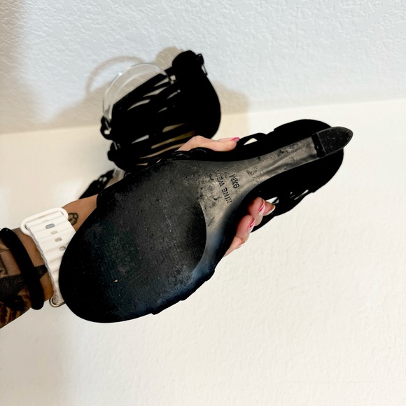 Nine West Black Ribcage Ankle wedge Heels woman's 9.5 - Picture 8 of 8